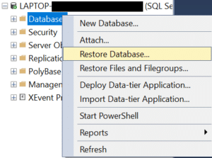 Laptop Restore Database