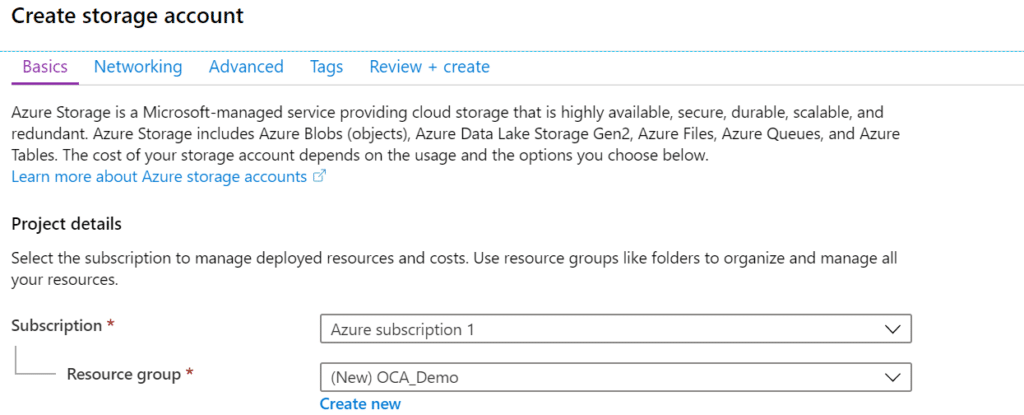 ADLS Create Storage Account