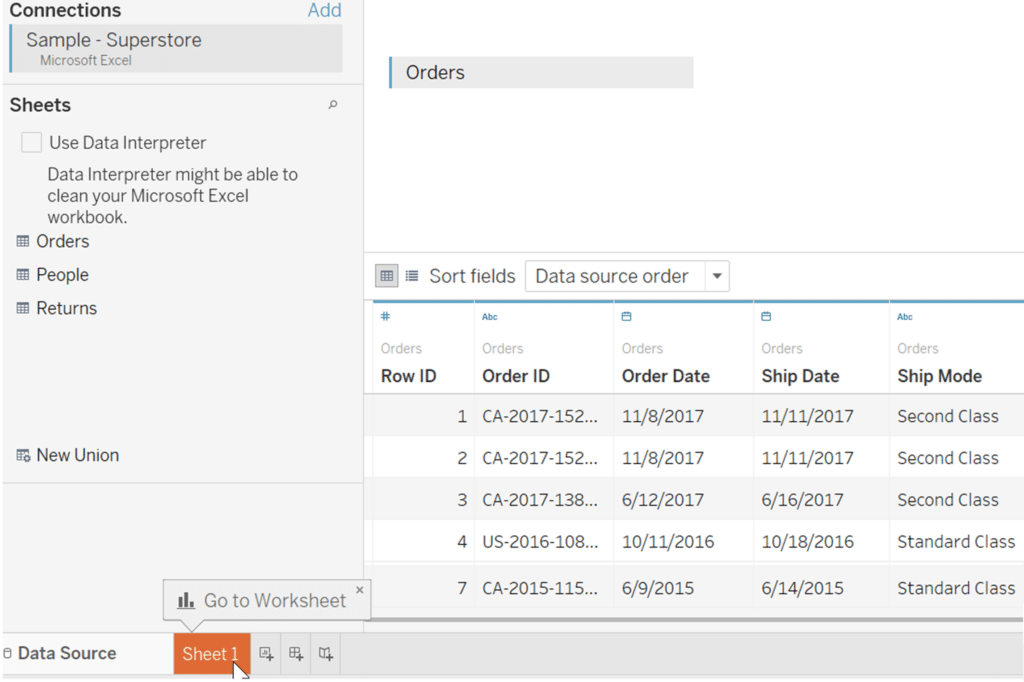 Data preview window