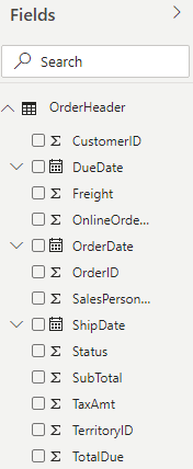 Fields in Power BI