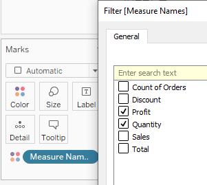 Filter the Measure Names