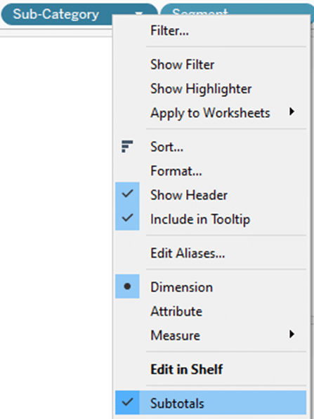 Option to remove the subtotals from a specific dimension