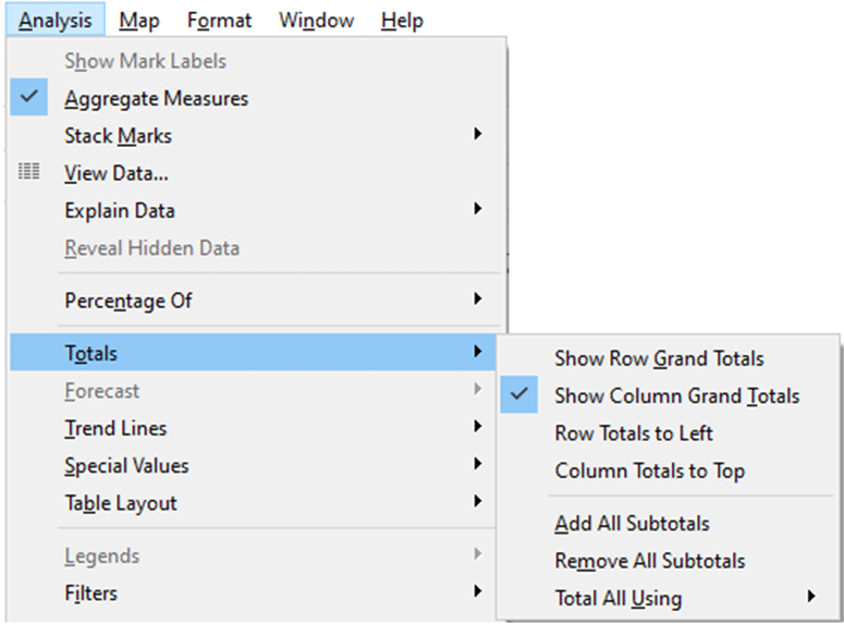 Add Totals and Subtotals in visualizations