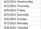 How to display the day of the week in Excel