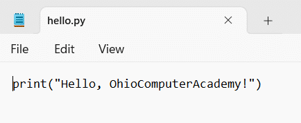 saving the text file with python extension.