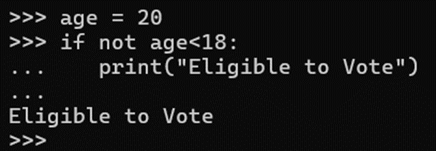 The NOT logical operator in Python.