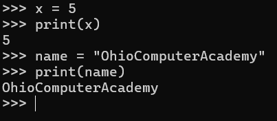 Declaring and printing variables.